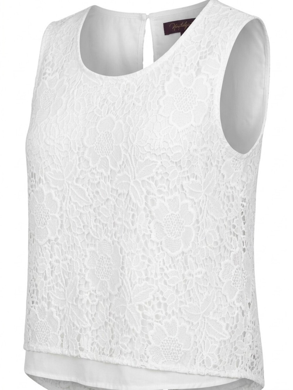 NWT Hal Rubenstein White Floral Lace Sleeveless Top Embroidered Lace Overlay
